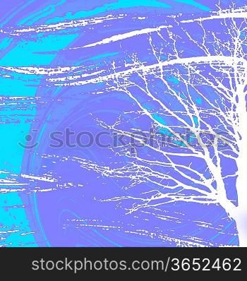 white tree on abstract background, vector illustration