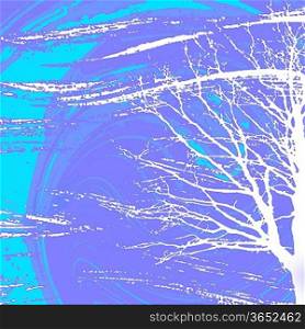 white tree on abstract background, vector illustration