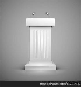 White tribune with microphone template vector illustration