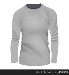 White tshirt long sleeve mockup. Realistic illustration of white tshirt long sleeve vector mockup for web. White tshirt long sleeve mockup, realistic style