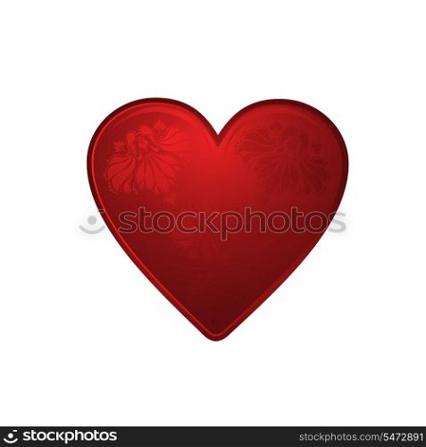 White valentines background with red heart