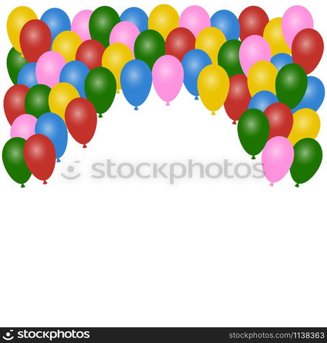 White vector background with colorful balloons. Birthday background. Holiday abstract background