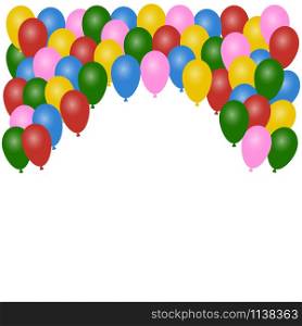 White vector background with colorful balloons. Birthday background. Holiday abstract background