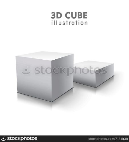 White vector cube. Vector illustration without background.. White vector cube set. Vector stock 3d illustration without background.