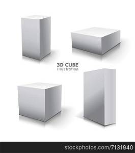 White vector cube. Vector illustration without background.. White vector cube set. Vector stock 3d illustration without background.