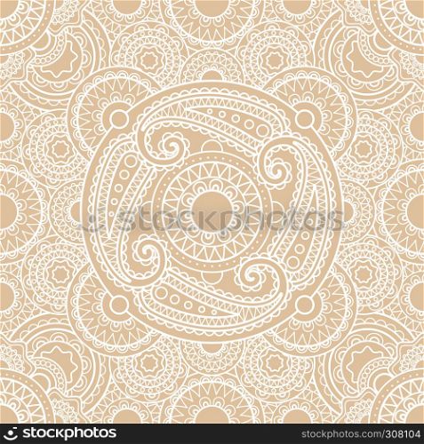 White vector indian lace seamless pattern background. Indian lace