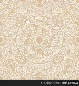 White vector indian lace seamless pattern background. Indian lace
