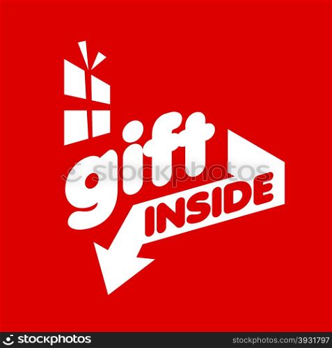 White vector logo for gifts on a red background