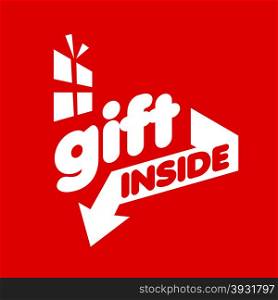 White vector logo for gifts on a red background