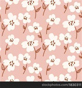 White vintage style flowers on blush background seamless pattern texture. Floral simple bold pattern swatch for clothing print and paper.. White vintage style flowers on blush background seamless pattern texture.