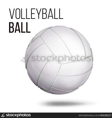 White Volleyball Ball Isolated Vector. Realistic Illustration. Volleyball Ball Vector. Sport Game, Fitness Symbol Illustration
