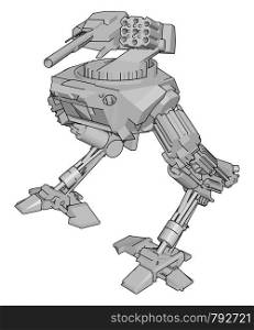 White war robot, illustration, vector on white background.