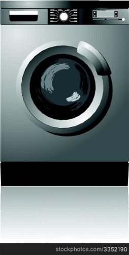 White washing machine vector illustration. Home equipment