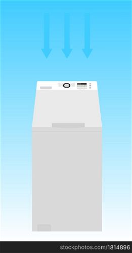 White washing machine vertical loading. Isolated vector on a light background