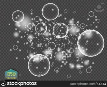 White water bubbles with reflection set on transparent background vector illustration. White water bubbles with reflection set on transparent background vector illustration. eps 10