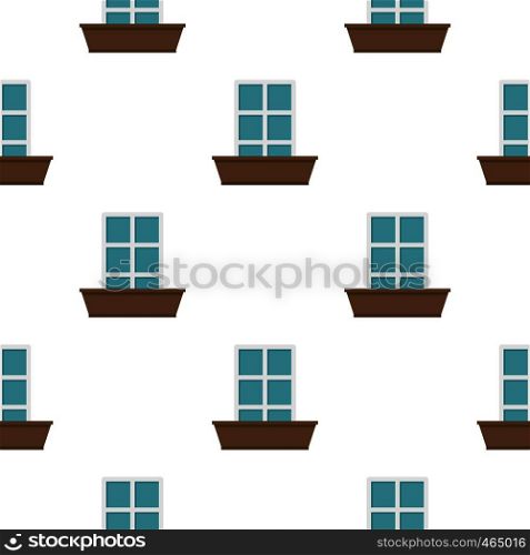 White window and flower box pattern seamless flat style for web vector illustration. White window and flower box pattern flat