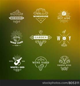White wine labels vector design isolated on green background illustration. White wine labels vector design on green background
