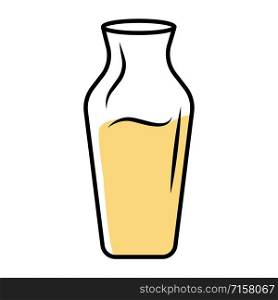 White wine service yellow color icon. Decorative decanter with alcohol beverage. Aperitif drink. Party, holiday, celebration. Bar, restaurant, winery glassware. Isolated vector illustration