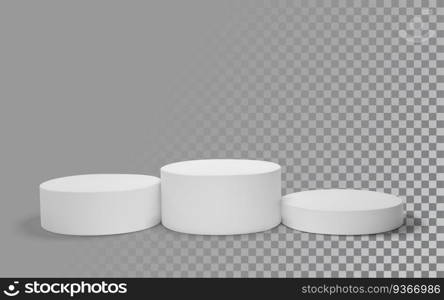 White winners podium 3D render. Awarding of winners of sports competitions. Round realistic pedestal. Vector illustration. White winners podium 3D render. Awarding of winners of sports competitions. Round realistic pedestal. Vector