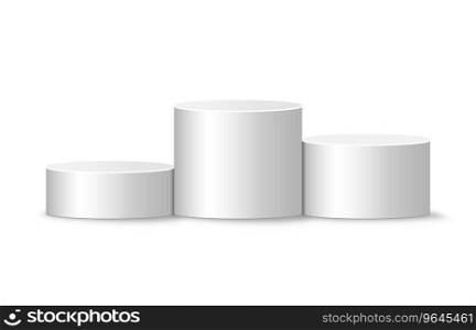 White winners podium round realistic pedestal Vector Image