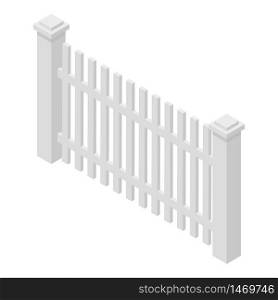 White wood fence icon. Isometric of white wood fence vector icon for web design isolated on white background. White wood fence icon, isometric style