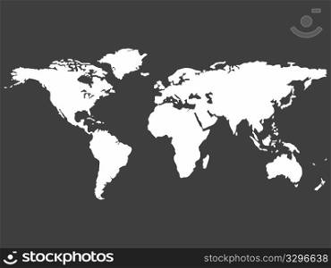white world map isolated on gray background, abstract art illustration