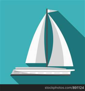 White yacht icon. Flat illustration of white yacht vector icon for web design. White yacht icon, flat style