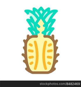 whole cut pineapple color icon vector. whole cut pineapple sign. isolated symbol illustration. whole cut pineapple color icon vector illustration