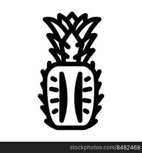 whole cut pineapple line icon vector. whole cut pineapple sign. isolated contour symbol black illustration. whole cut pineapple line icon vector illustration