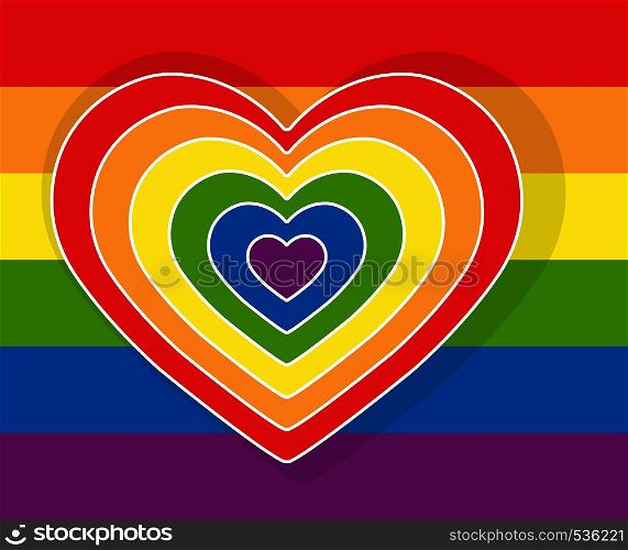 whole heart consists of several hearts in LGBT colors on a rainbow background