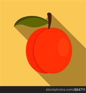 Whole peach icon. Flat illustration of whole peach vector icon for web design. Whole peach icon, flat style