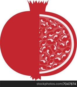 Whole pomegranate design juicy fresh fruit icon. Raw pomegranate flat cartoon vector illustration template.. Whole pomegranate design juicy fresh fruit icon. Raw red pomegranate flat cartoon vector illustration template.