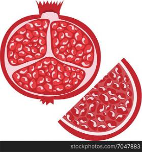 Whole pomegranate design juicy fresh fruit icon. Raw pomegranate flat cartoon vector illustration template.. Whole pomegranate design juicy fresh fruit icon set. Raw red pomegranate flat cartoon vector illustration template.