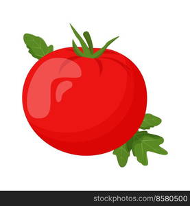 Whole tomato isolated on white background. Flat vector illustration.. Whole tomato isolated on white background. Flat vector illustration