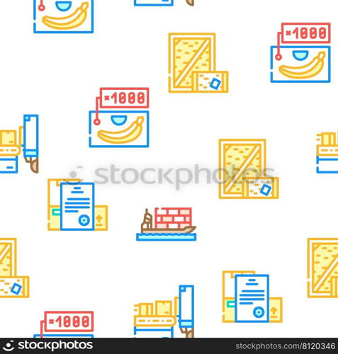 Wholesale Service Vector Seamless Pattern Color Line Illustration. Wholesale Service Vector Seamless Pattern