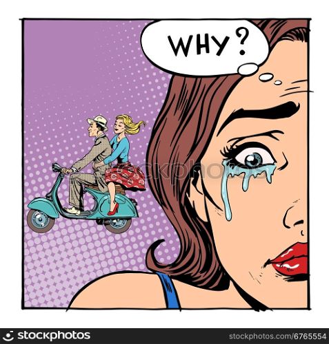 Why girl crying love relationship transport. Why girl crying love relationship transport. Tears of the man the man went to the woman on the scooter. The topic of divorce and adultery
