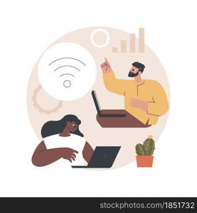 Wi-fi connection abstract concept vector illustration. Internet communication technology, free public Wi-Fi service, wireless device connection, mobile phone, network access abstract metaphor.. Wi-fi connection abstract concept vector illustration.