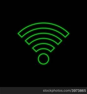 Wi-fi neon sign. Bright glowing symbol on a black background. Neon style icon.