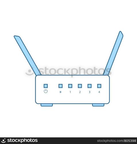Wi-Fi Router Icon. Thin Line With Blue Fill Design. Vector Illustration.