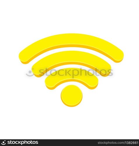 Wi fi wireless network symbol icon in yellow in white black on isolated white background. EPS 10 vector. Wi fi wireless network symbol icon in yellow in white black on isolated white background. EPS 10 vector.