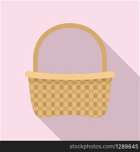 Wicker basket icon. Flat illustration of wicker basket vector icon for web design. Wicker basket icon, flat style