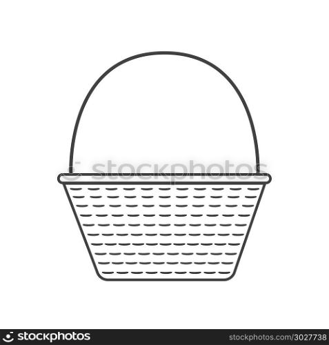 Wicker basket icon in black flat outline design.. Wicker basket icon in black flat outline design