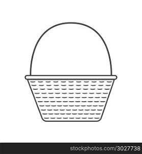 Wicker basket icon in black flat outline design.. Wicker basket icon in black flat outline design
