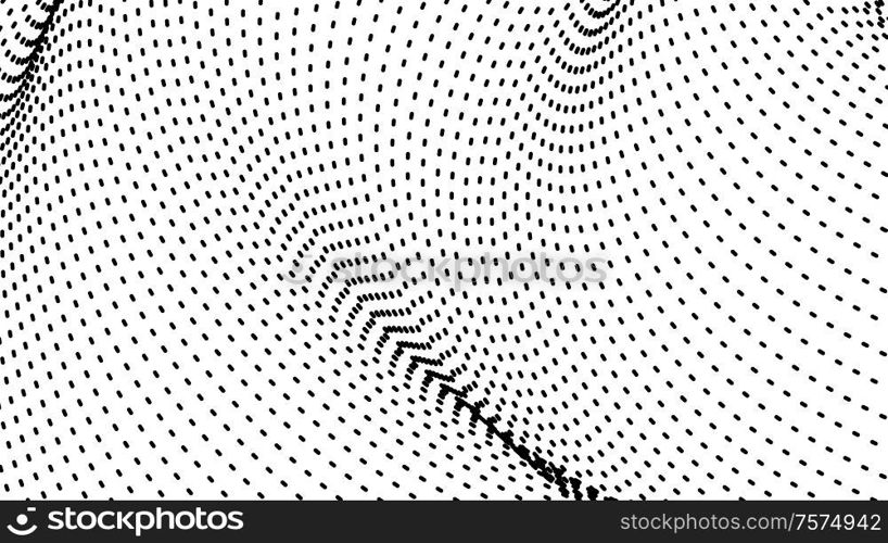 Wide format abstract background, visual illusion of 3d halftone effect. Rhythmic decorative background, vector. 3d background. Vector EPS10