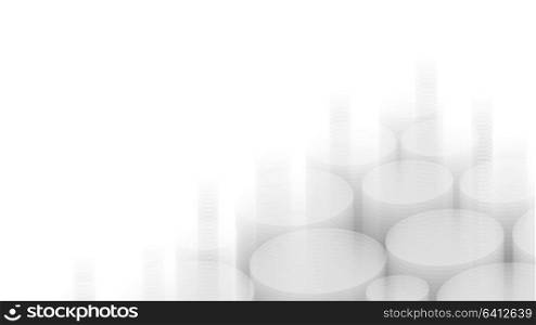 Wide format abstract background, visual illusion of gradient effect. Rhythmic circles. Decorative shapes. 3d white background. Vector EPS10 without gradient with transparency. Motion blur illusion. 3d white background. Vector EPS10