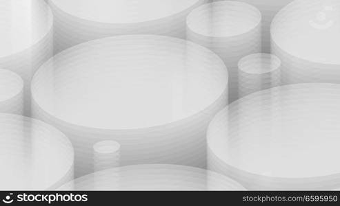 Wide format abstract background, visual illusion of gradient effect. Rhythmic circles. Decorative shapes. 3d grey background. Vector EPS10 without gradient with transparency. Motion blur illusion. 3d grey background. Vector EPS10