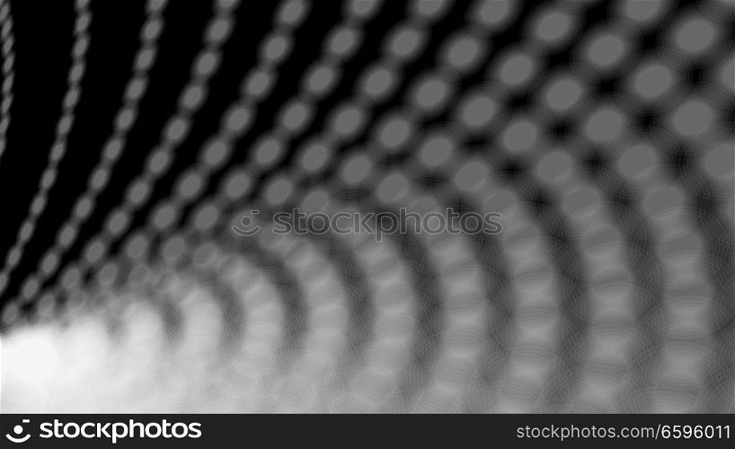 Wide format abstract background with halftone effect, visual illusion of gradient effect. Rhythmic circles. Decorative shapes. Vector EPS10 with transparency. Digitally wallpaper. 16   9. abstract background, vector