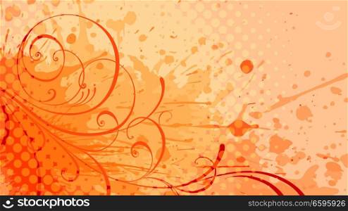 Wide format floral grunge background. Vector EPS10 without gradient with transparency. Place for text. Summer or spring theme. Background for presentation. Digitally wallpaper.. floral background, vector