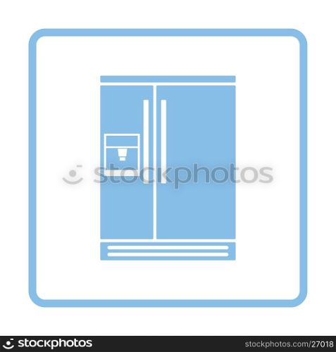 Wide refrigerator icon. Blue frame design. Vector illustration.