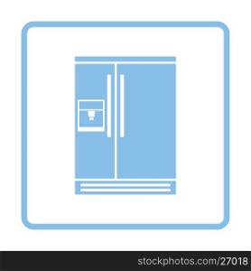 Wide refrigerator icon. Blue frame design. Vector illustration.